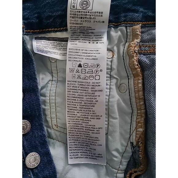 Levis Premium Womens 501 S Skinny Button Fly Jeans Distressed Big E Modern 28x30 - Picture 13 of 16